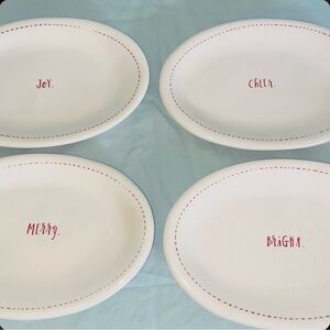 RAE DUNN SET OF 4 HOLIDAY APPETIZER PLATES